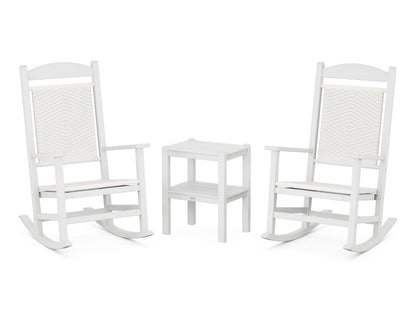 POLYWOOD Presidential Woven Rocker 3-Piece Set in White / White Loom