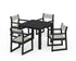 POLYWOOD EDGE Sling Arm Chair 5-Piece Parsons Dining Set in Black / Birch