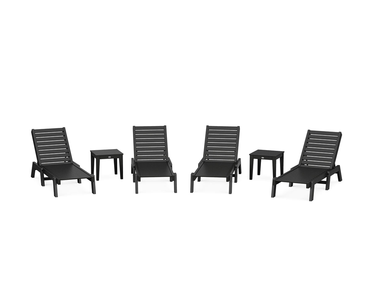 POLYWOOD Captain Chaise 6-Piece Set in Black