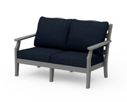 POLYWOOD Savannah Deep Seating Loveseat in Slate Grey / Marine Indigo