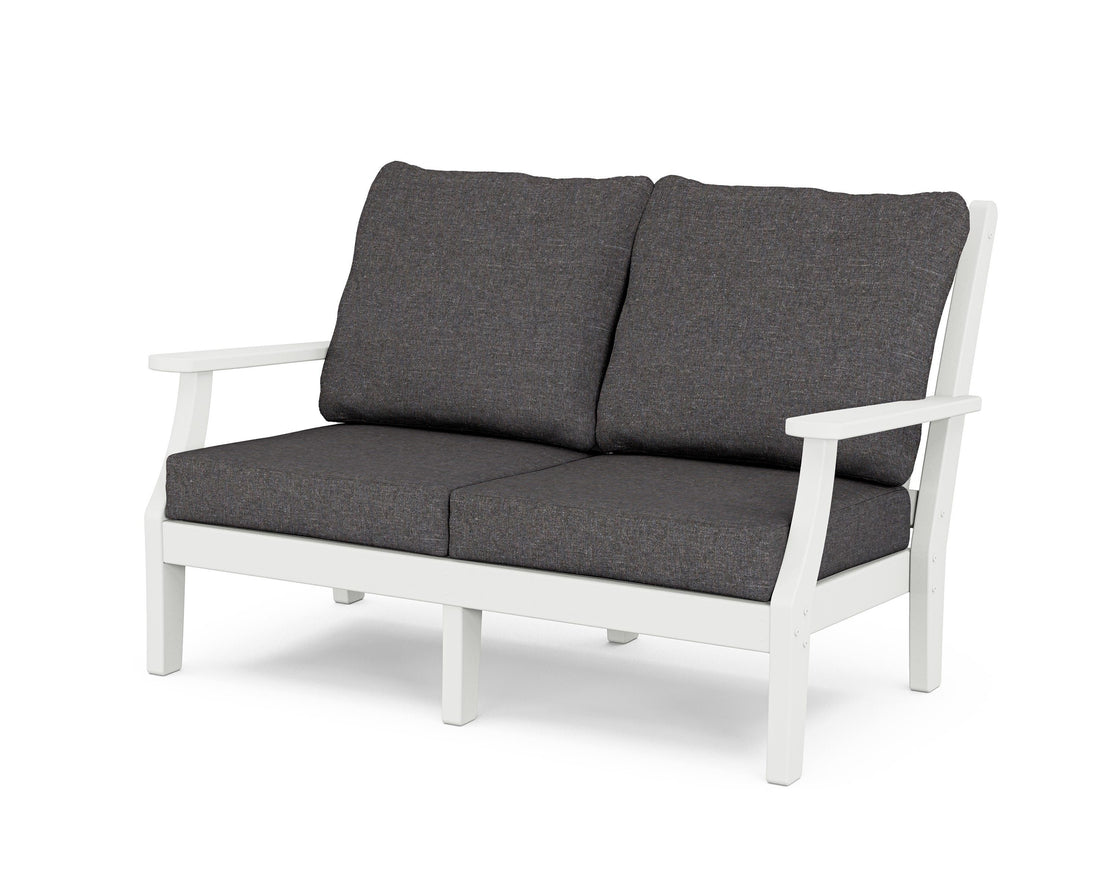 POLYWOOD Wovendale Deep Seating Loveseat in White / Ash Charcoal