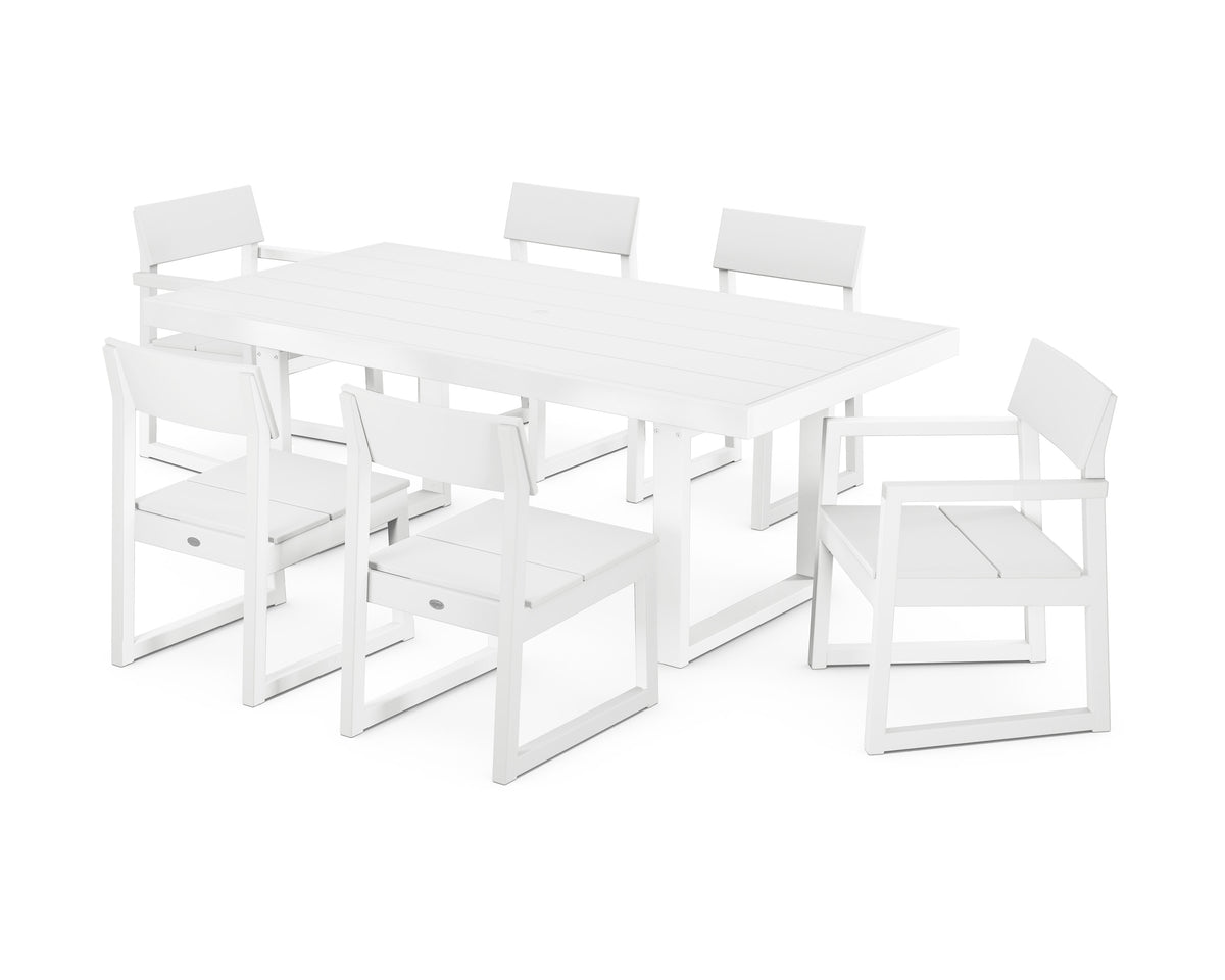 POLYWOOD EDGE 7-Piece Dining Set (EDGE 40" x 78" Table) in White