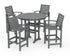 POLYWOOD 5 Piece Signature Bar Dining Set in Slate Grey