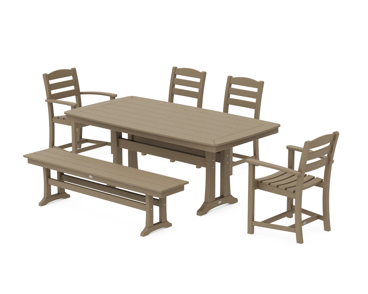 POLYWOOD La Casa Café 6-Piece Dining Set with Trestle Legs in Vintage Sahara