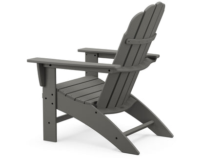 Angled view of the POLYWOOD Vineyard Curveback Adirondack Chair in Slate Grey