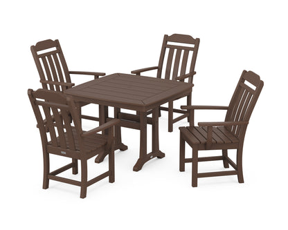 POLYWOOD Cottage 5-Piece Dining Set with Trestle Legs in Mahogany