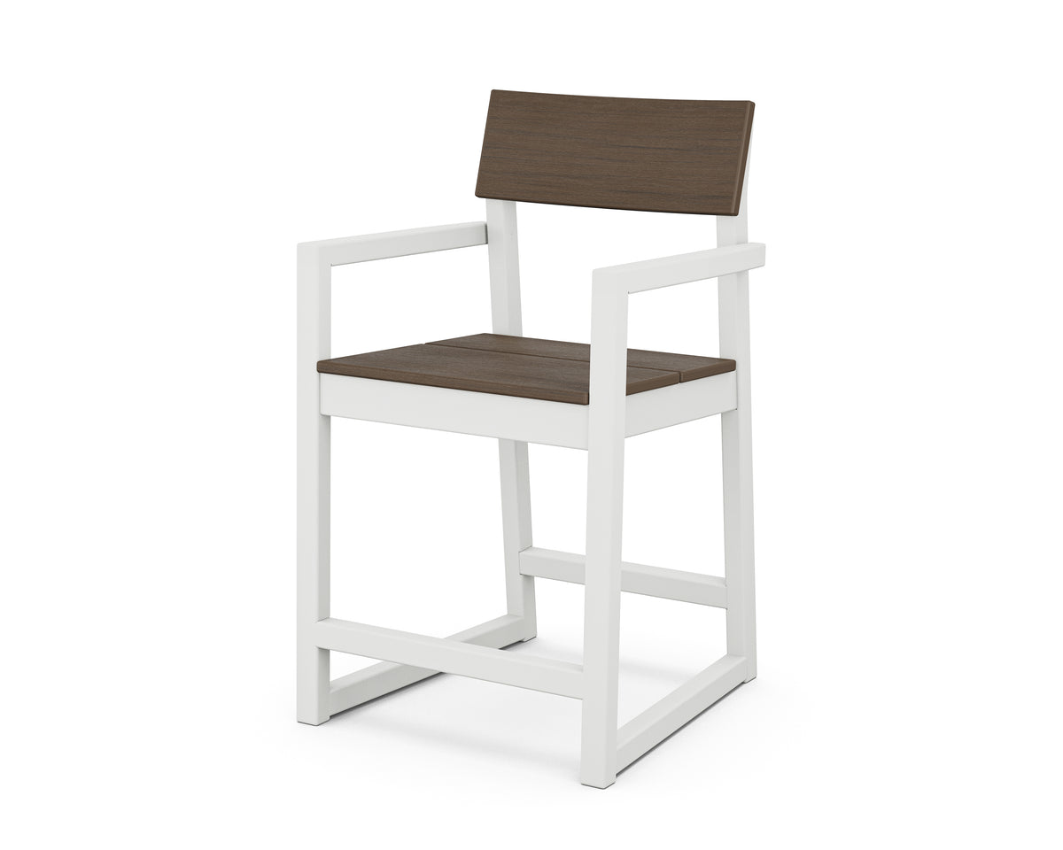 POLYWOOD EDGE Counter Arm Chair in White / Kona