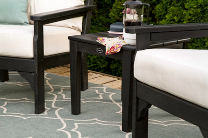 POLYWOOD Newport 18" End Table in Black in an outdoor setting