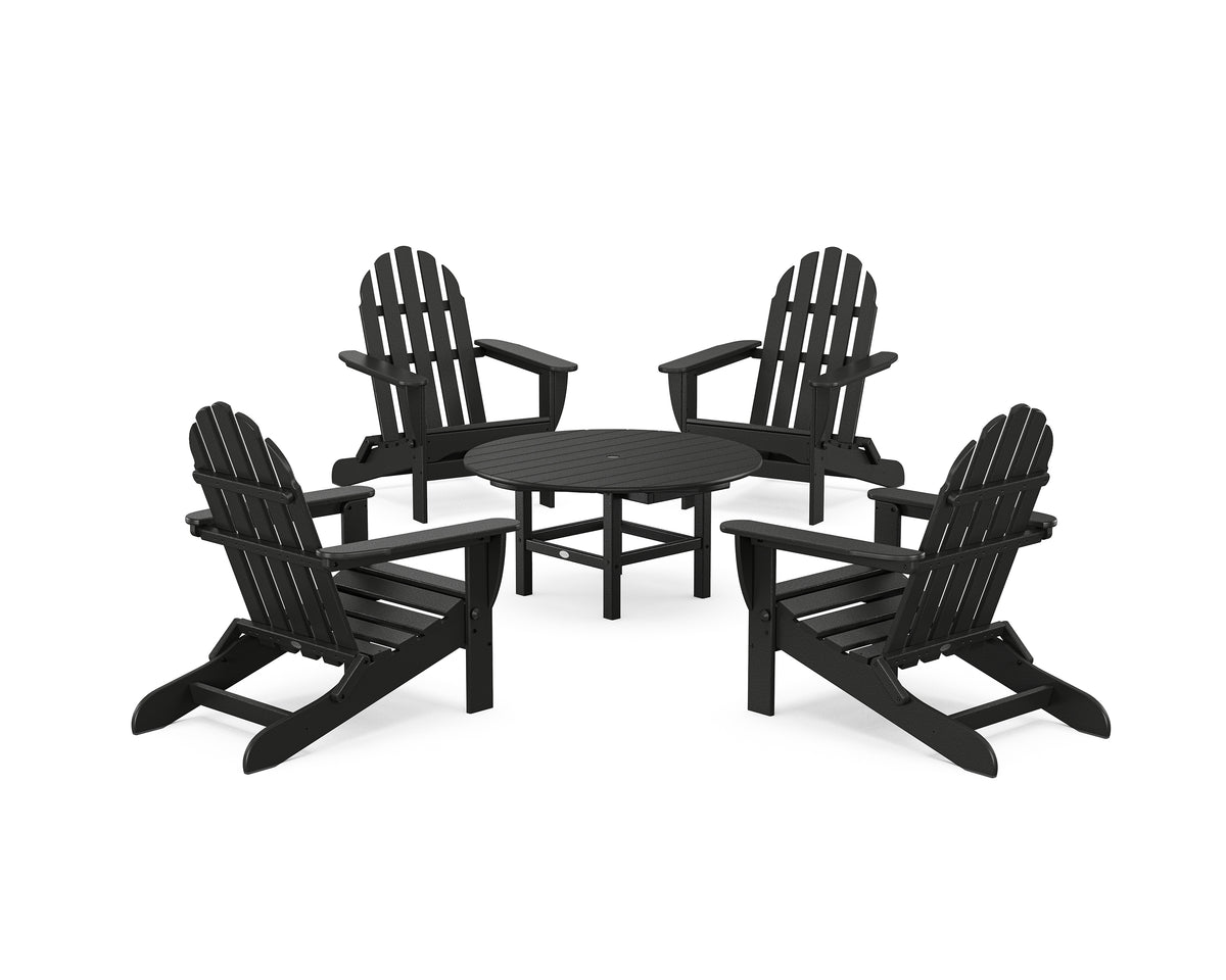 POLYWOOD Classic Folding Adirondack 5-Piece Conversation Group in Black
