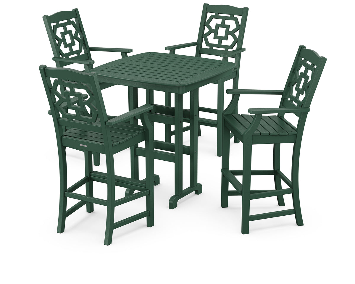 POLYWOOD Chinoiserie 5-Piece Bar Set in Green