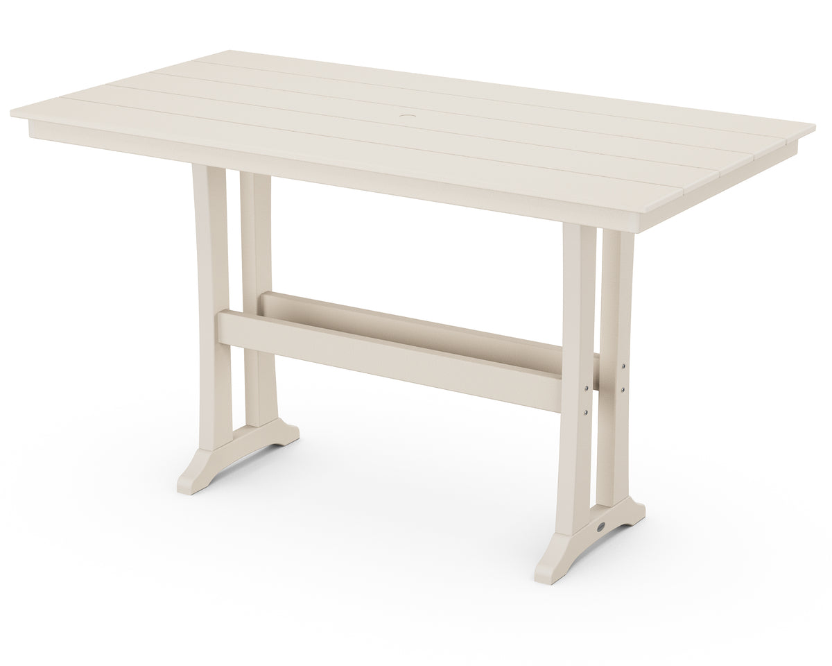 POLYWOOD Farmhouse Trestle 37" x 72" Bar Table in Sand