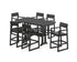 POLYWOOD EDGE Arm Chair 7-Piece Farmhouse Bar Set with Trestle Legs in Black