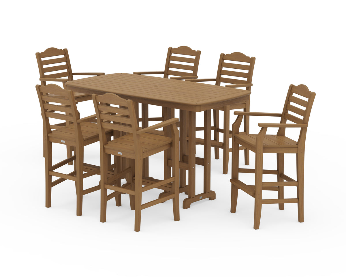 POLYWOOD Savannah Arm Chair 7-Piece Bar Set in Natural