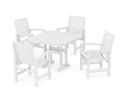 POLYWOOD Signature 5-Piece Dining Set with Trestle Legs - 37" Table in White