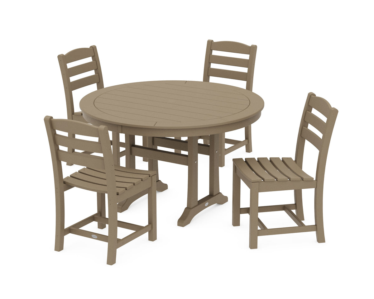 POLYWOOD La Casa Café 5-Piece Side Chair Dining Set - 48" Table in Vintage Sahara