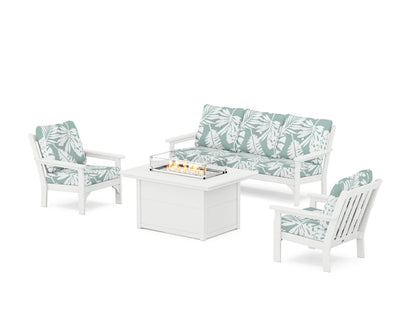 POLYWOOD Vineyard Deep Seating Fire Pit Table Set