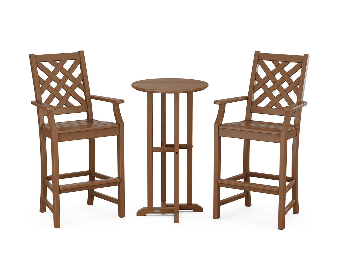 POLYWOOD Country Living Wovendale 3-Piece Farmhouse Bar Set in Teak