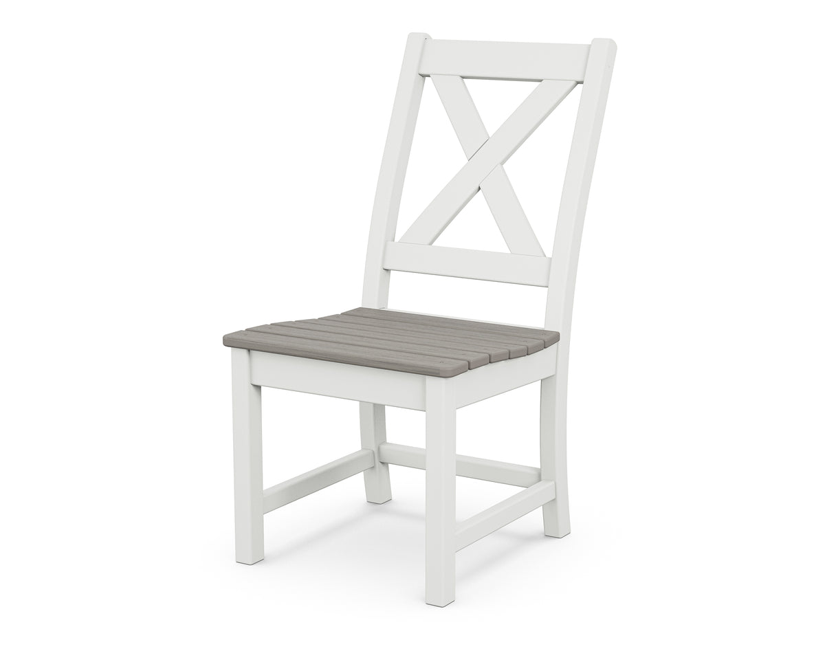 POLYWOOD Braxton Dining Side Chair in White / Driftwood
