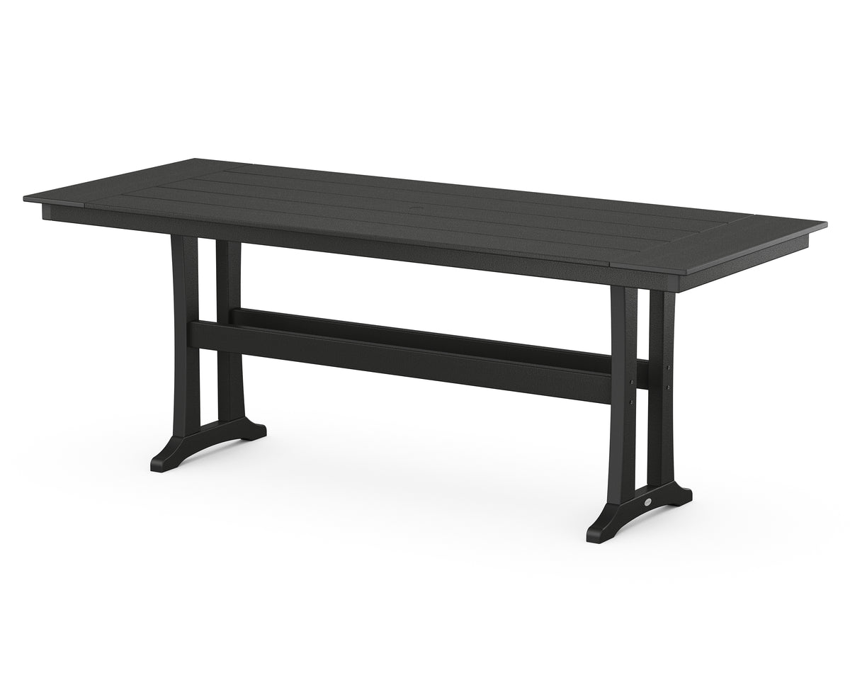 POLYWOOD Farmhouse Trestle 38" x 96" Counter Table in Black