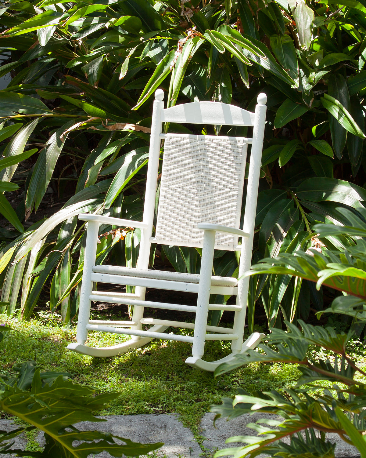 POLYWOOD Jefferson 3-Piece Woven Rocker Set in an outdoor setting