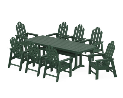POLYWOOD Long Island 9-Piece Dining Set with Trestle Legs in Green