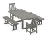 POLYWOOD Vineyard 5-Piece Dining Set with Benches - 39" x 78" Table in Slate Grey