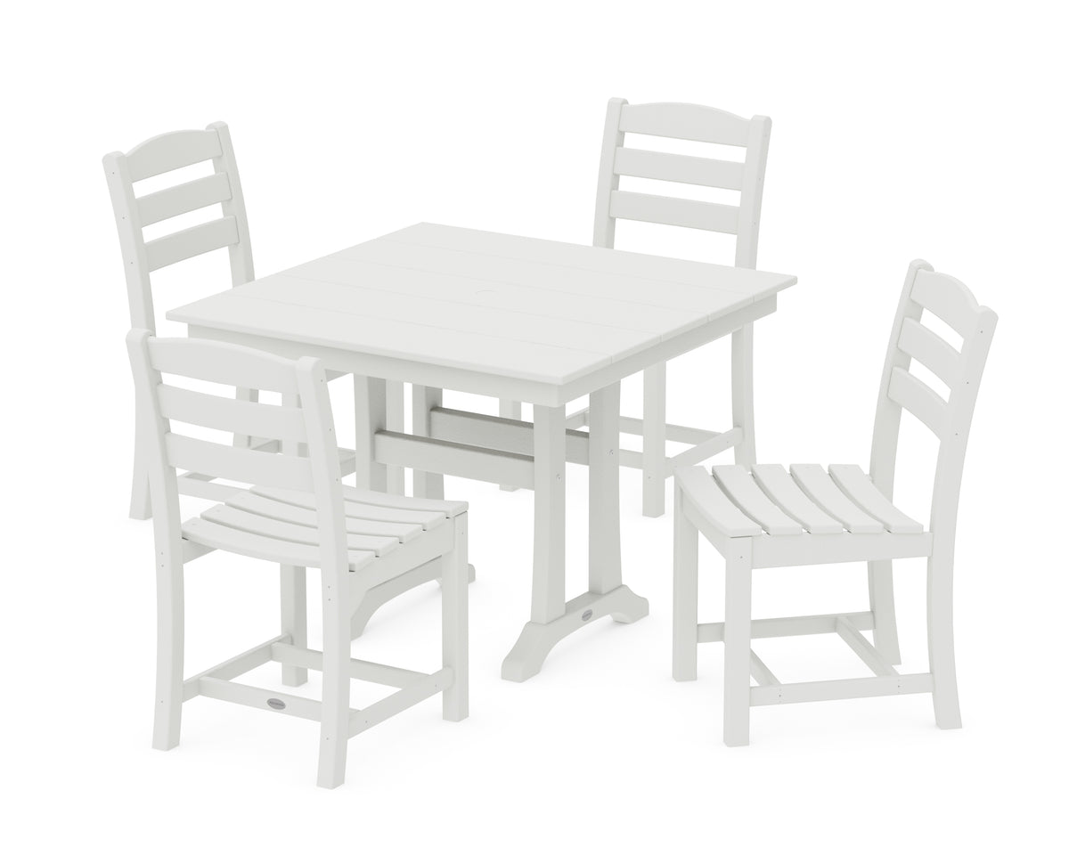 POLYWOOD La Casa Café 5-Piece Side Chair Dining Set in Vintage White