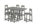 POLYWOOD Modern Studio Plaza Bar Chair 7-Piece Set in Slate Grey