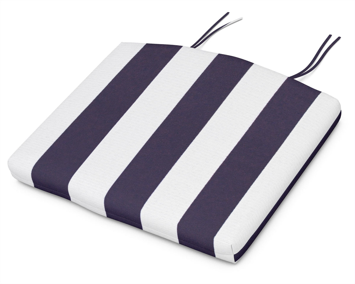 POLYWOOD Standard Seat Cushion 17"D x 20.5"W x 2.5"H in Cabana Stripe Navy
