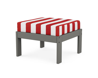 POLYWOOD Vineyard Modular Ottoman in Slate Grey / Cabana Stripe Crimson