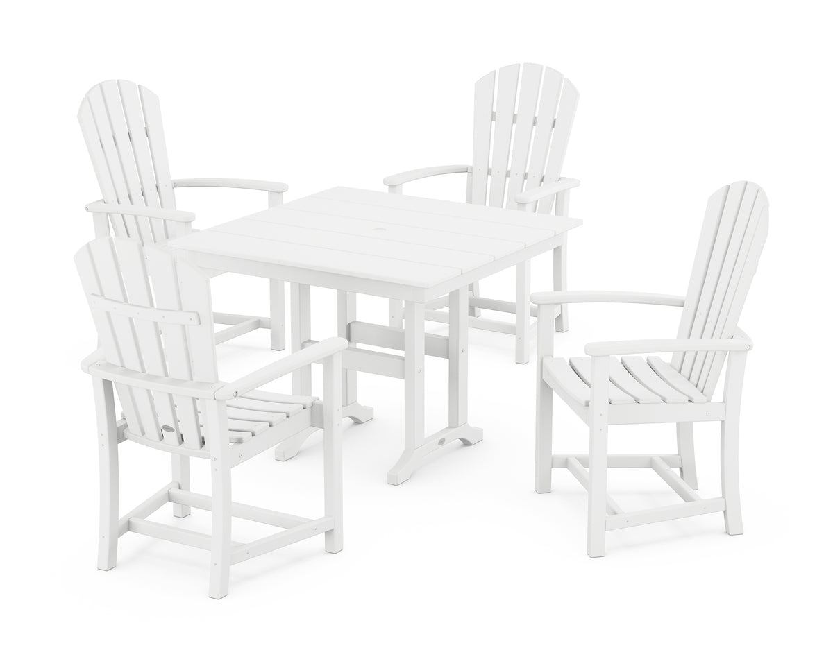 POLYWOOD Palm Coast 5-Piece Farmhouse Dining Set in White