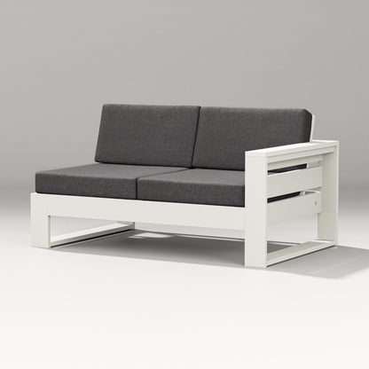 POLYWOOD Latitude Modular Right Arm Loveseat in Vintage White / Ash Charcoal