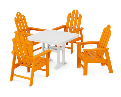 POLYWOOD Long Island 5-Piece Dining Set with Trestle Legs - 37" Table in Tangerine / White