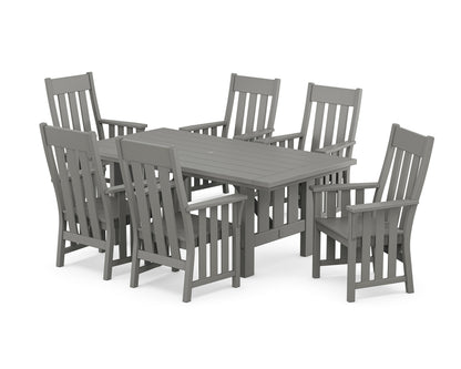 POLYWOOD Acadia Arm Chair 7-Piece Dining Set in Slate Grey