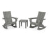POLYWOOD Modern Curveback 3-Piece Adirondack Rocking Chair Set in Slate Grey
