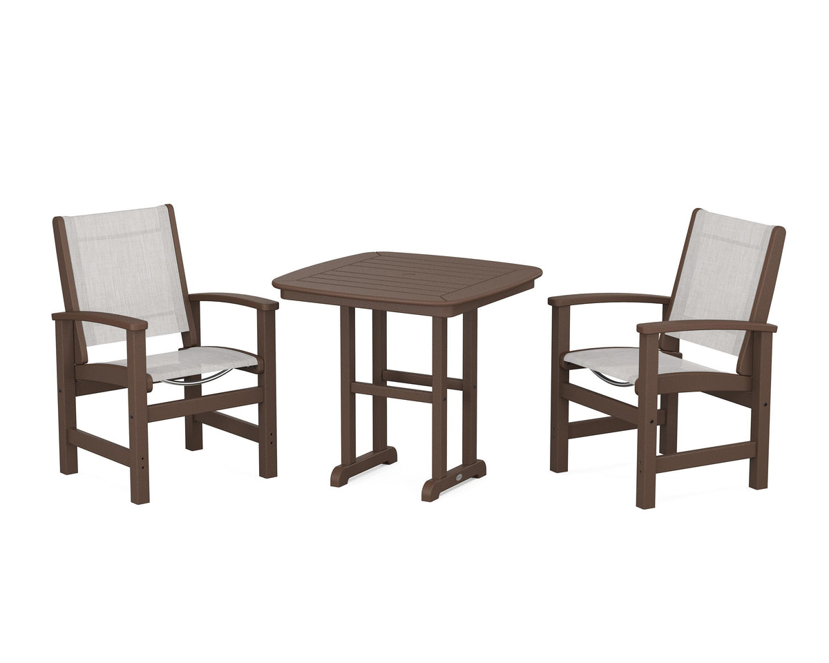 POLYWOOD Coastal 3-Piece Dining Set in Mahogany / Parchment