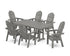POLYWOOD Vineyard Curveback Adirondack Chair 7-Piece Farmhouse Dining Set in Slate Grey