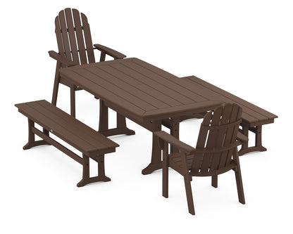 POLYWOOD Vineyard Adirondack 5-Piece Dining Set with Trestle Legs - 38" x 73" Table in Mahogany