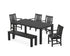 POLYWOOD Oxford 6-Piece Parsons Dining Set with Bench in Black