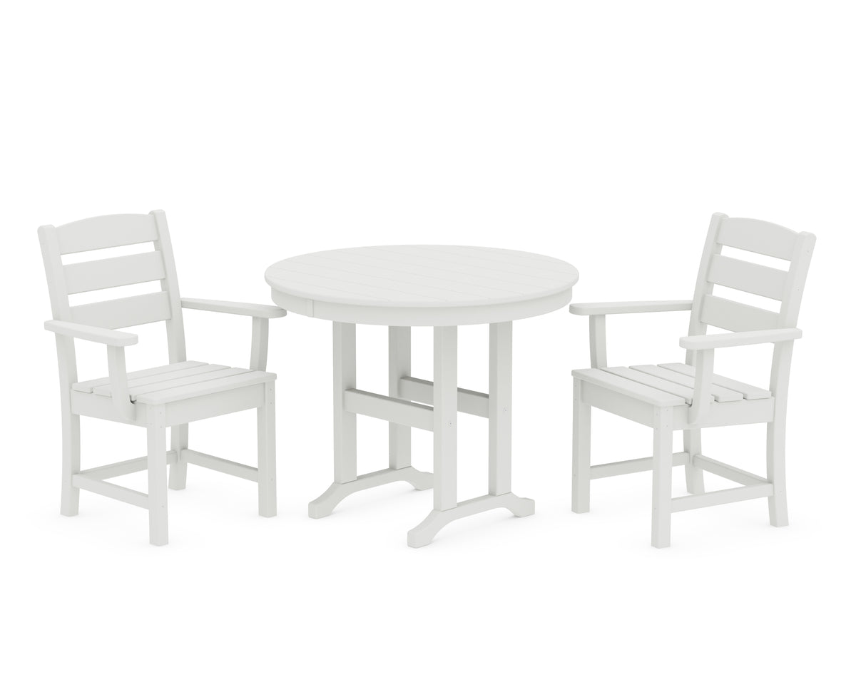 POLYWOOD Lakeside 3-Piece Round Dining Set in Vintage White