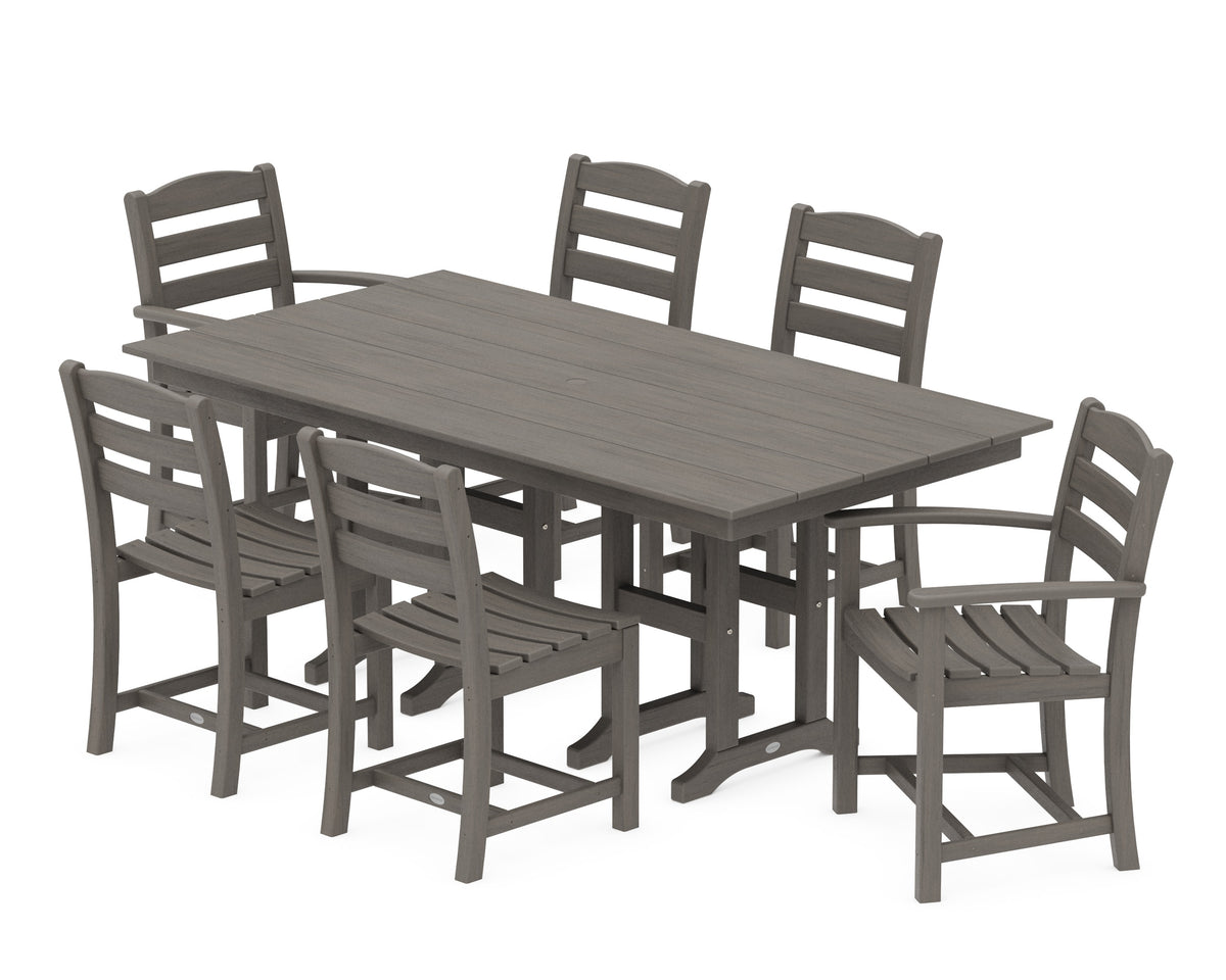 POLYWOOD La Casa Café 7-Piece Farmhouse Dining Set in Driftwood
