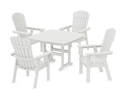 POLYWOOD Nautical Curveback Adirondack 5-Piece Dining Set - 44" Table in Vintage White