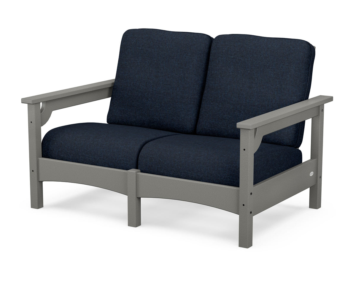 POLYWOOD Club Loveseat in Slate Grey / Marine Indigo
