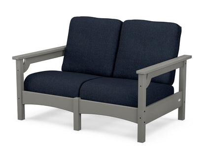 POLYWOOD Club Loveseat in Slate Grey / Marine Indigo