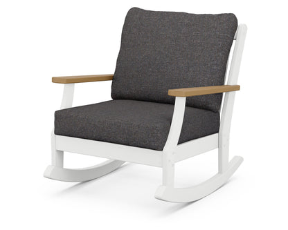 POLYWOOD Braxton Deep Seating Rocking Chair in White / Natural / Ash Charcoal