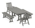 POLYWOOD Vineyard Folding Chair 5-Piece Dining Set with Trestle Legs and Benches in Slate Grey