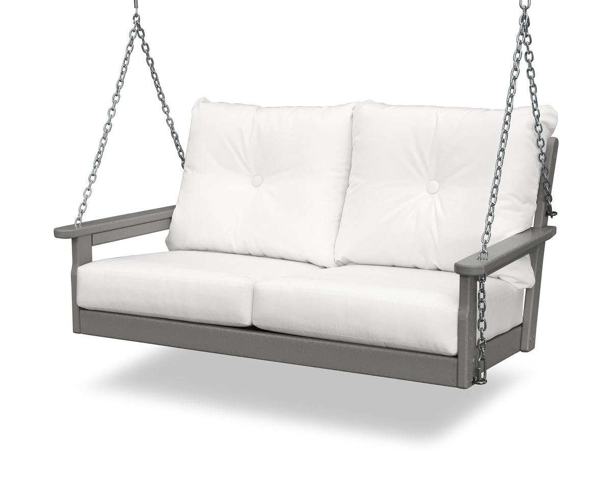 POLYWOOD Vineyard Deep Seating Swing in Slate Grey / Natural
