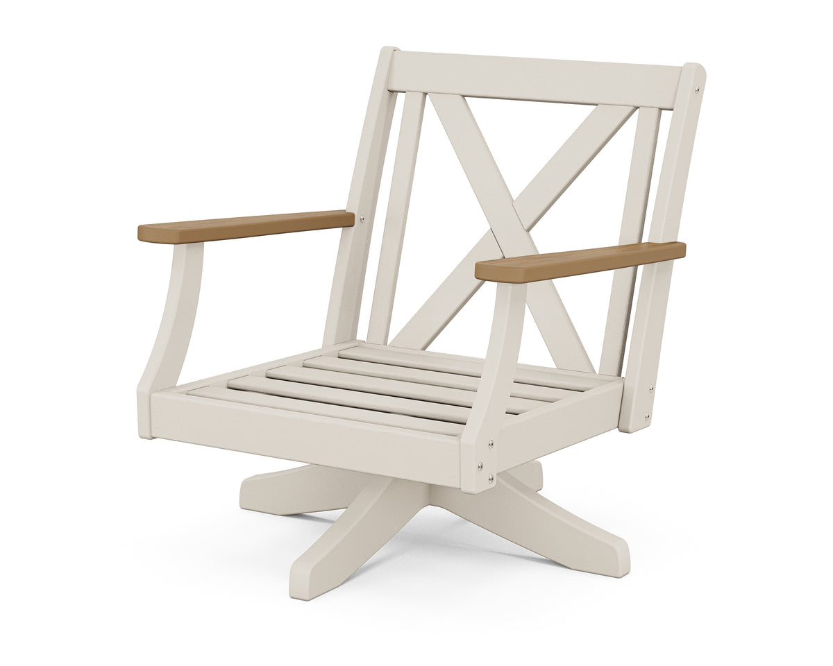 POLYWOOD Braxton Deep Seating Swivel Chair Frame in Sand / Natural