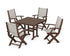 POLYWOOD Coastal Folding Chair 5-Piece Farmhouse Dining Set in Mahogany / Birch