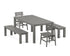 POLYWOOD Modern Studio Plaza Chair 5-Piece Parsons Dining Set with Benches - 38" x 72" Table in Slate Grey